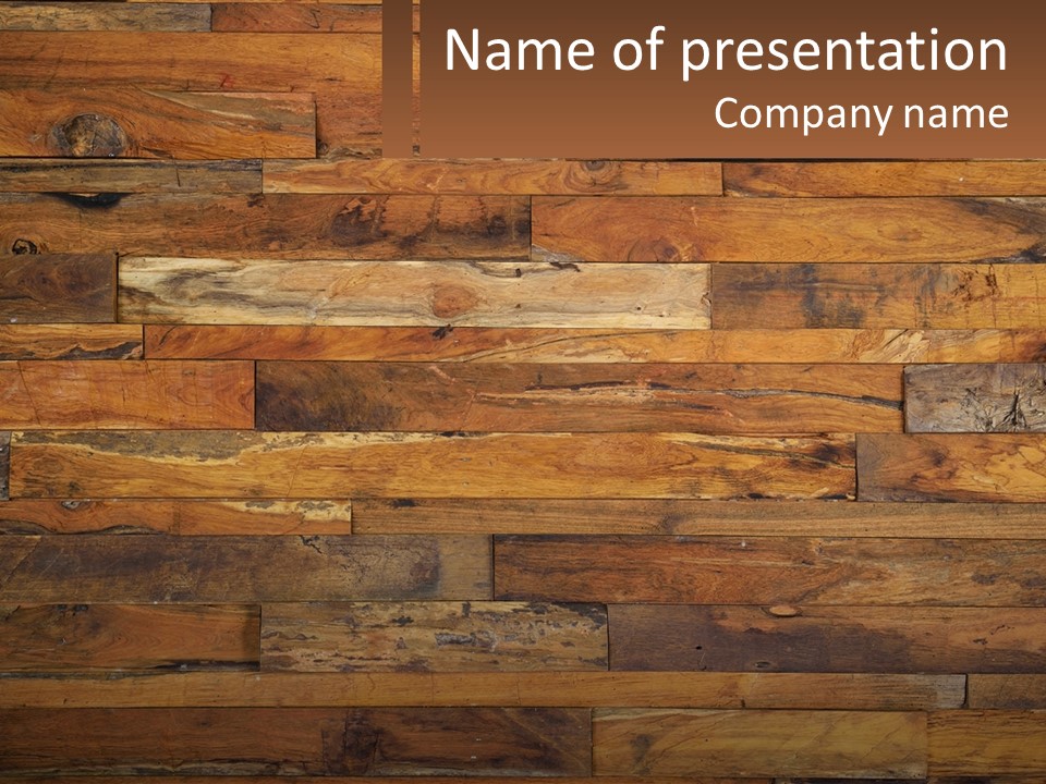 A Wooden Paneled Wall With A Name Of Presentation PowerPoint Template