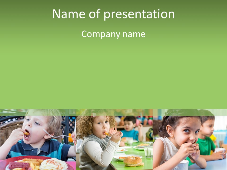 A Group Of Children Sitting At A Table Eating Food PowerPoint Template