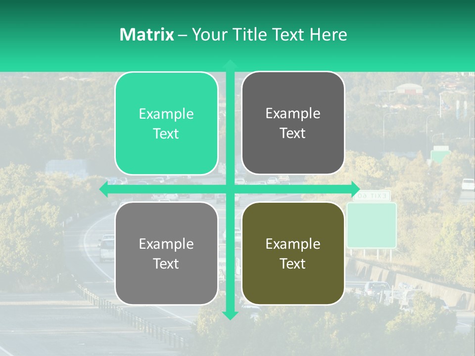 A Highway Filled With Lots Of Traffic Next To Trees PowerPoint Template