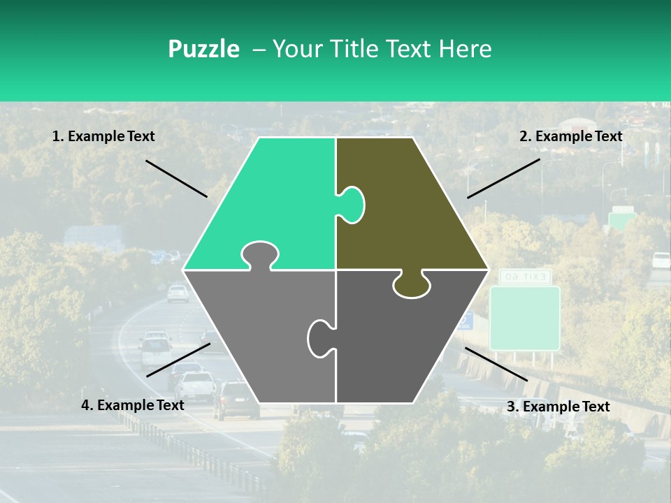 A Highway Filled With Lots Of Traffic Next To Trees PowerPoint Template