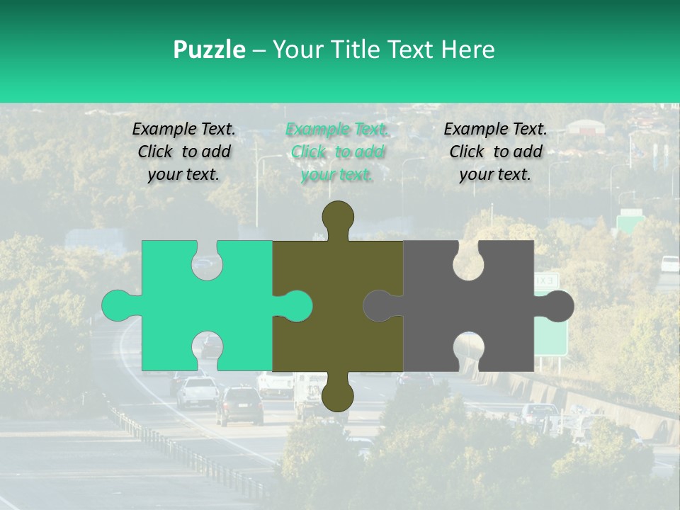 A Highway Filled With Lots Of Traffic Next To Trees PowerPoint Template