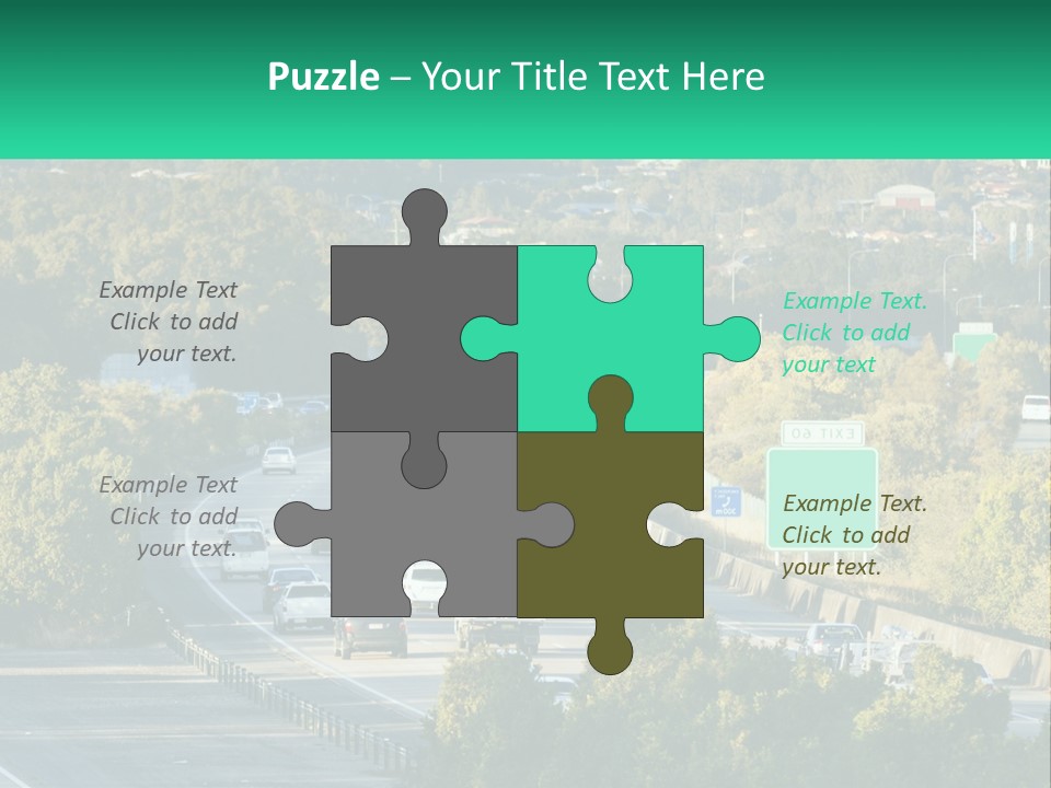 A Highway Filled With Lots Of Traffic Next To Trees PowerPoint Template