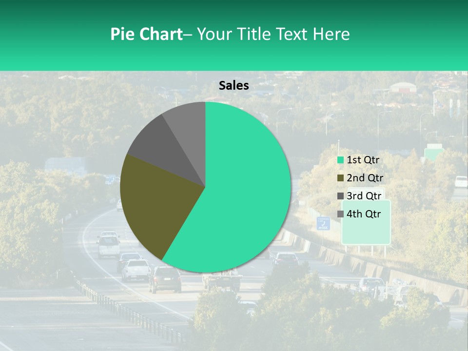 A Highway Filled With Lots Of Traffic Next To Trees PowerPoint Template