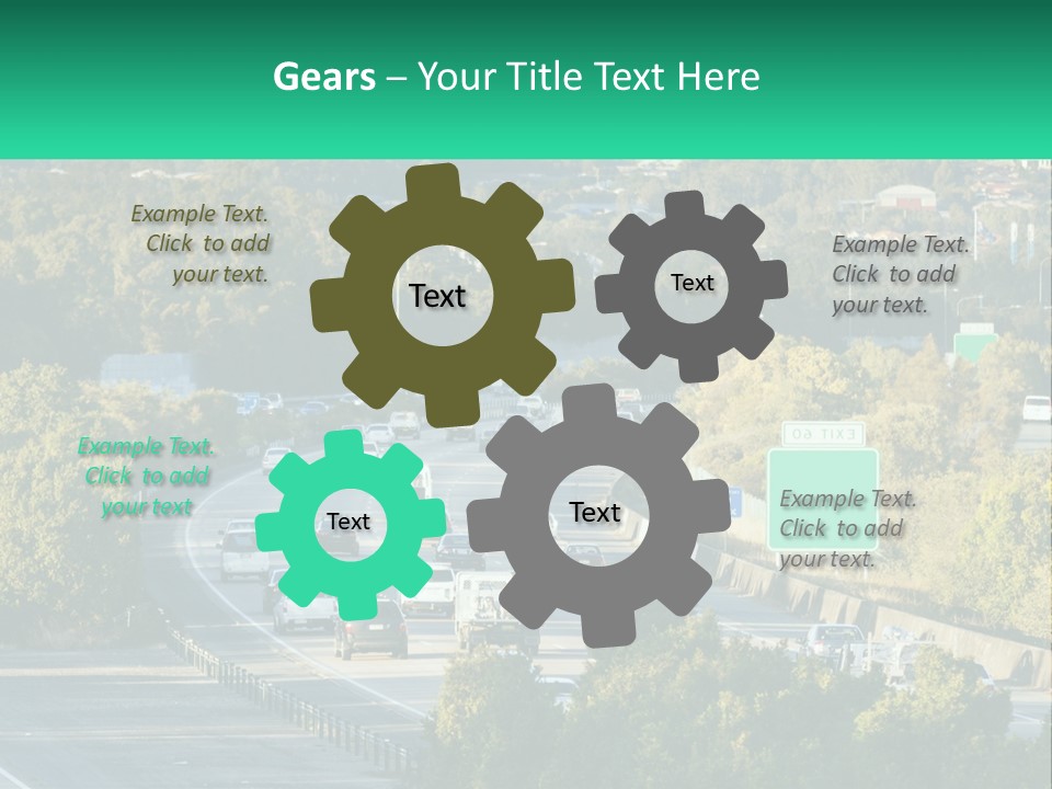 A Highway Filled With Lots Of Traffic Next To Trees PowerPoint Template