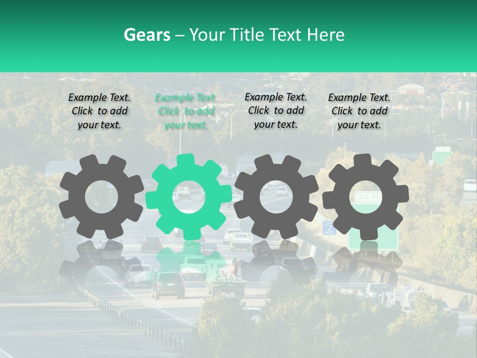 A Highway Filled With Lots Of Traffic Next To Trees PowerPoint Template