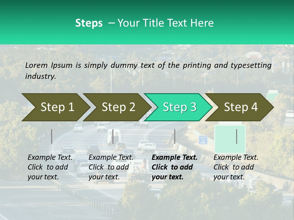 A Highway Filled With Lots Of Traffic Next To Trees PowerPoint Template