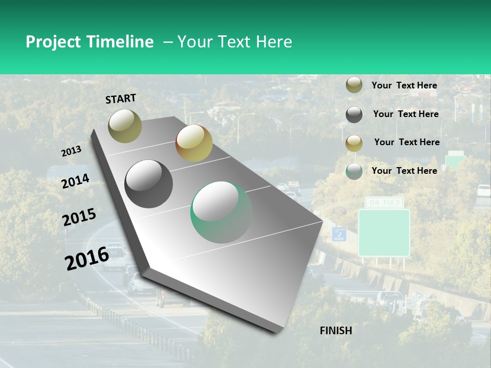 A Highway Filled With Lots Of Traffic Next To Trees PowerPoint Template