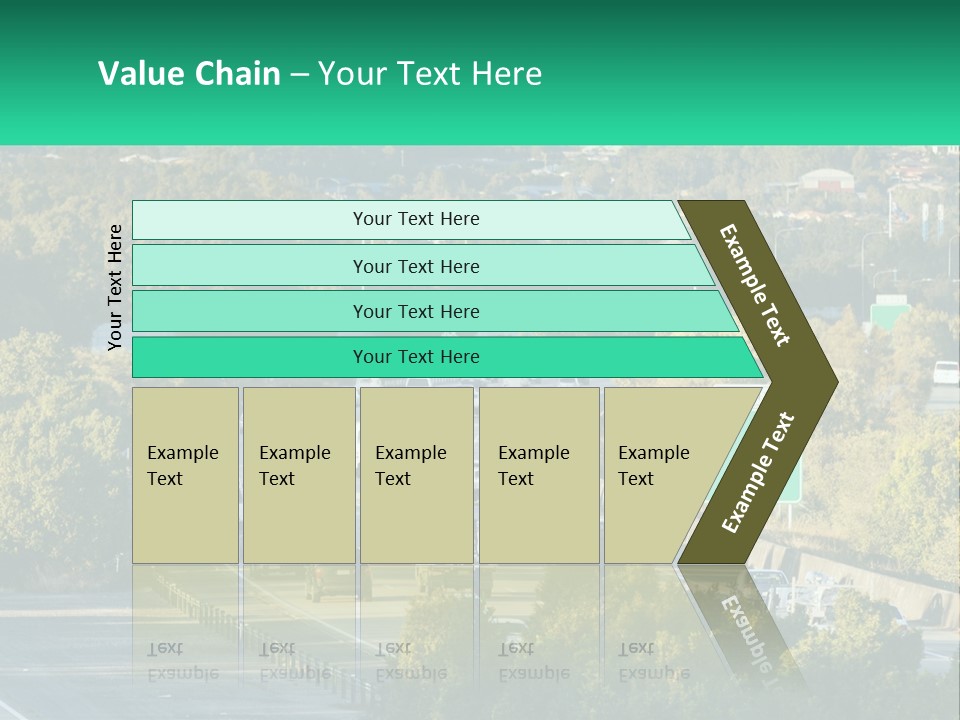 A Highway Filled With Lots Of Traffic Next To Trees PowerPoint Template