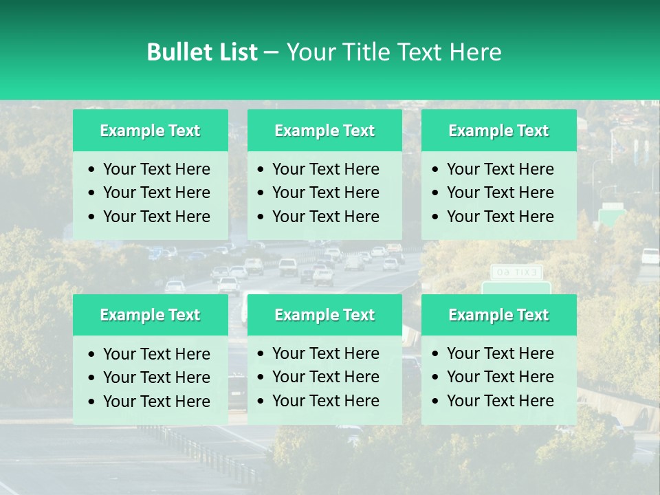 A Highway Filled With Lots Of Traffic Next To Trees PowerPoint Template