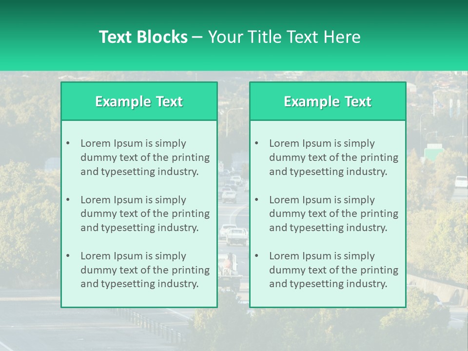 A Highway Filled With Lots Of Traffic Next To Trees PowerPoint Template