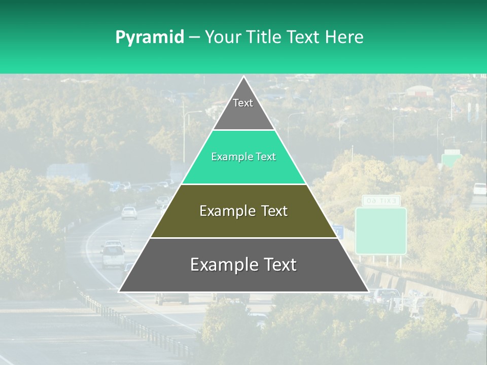 A Highway Filled With Lots Of Traffic Next To Trees PowerPoint Template