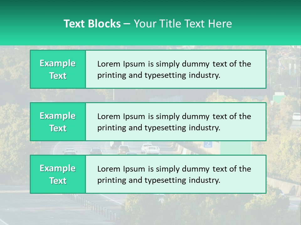 A Highway Filled With Lots Of Traffic Next To Trees PowerPoint Template