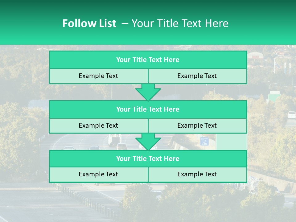 A Highway Filled With Lots Of Traffic Next To Trees PowerPoint Template