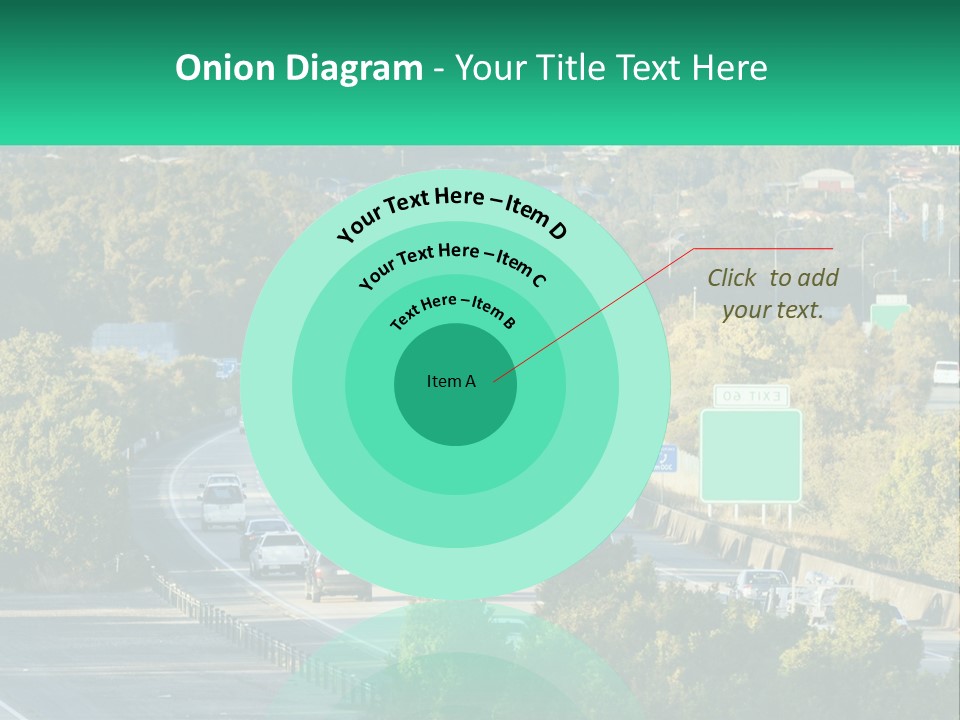 A Highway Filled With Lots Of Traffic Next To Trees PowerPoint Template