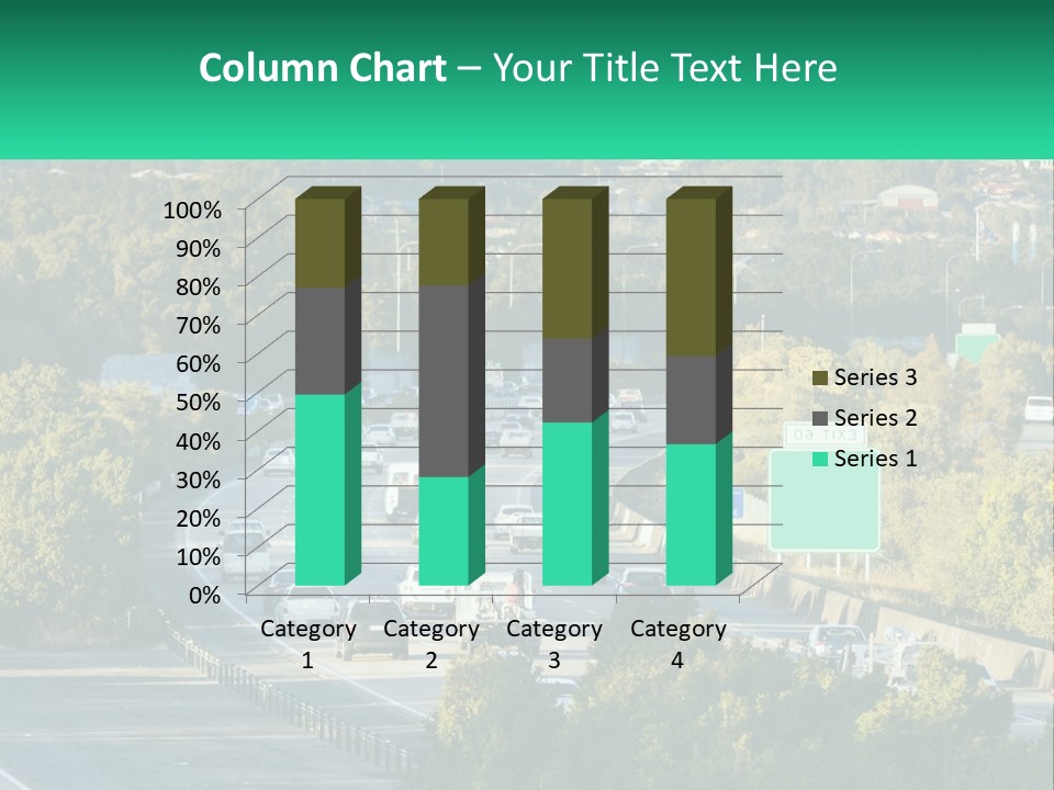 A Highway Filled With Lots Of Traffic Next To Trees PowerPoint Template
