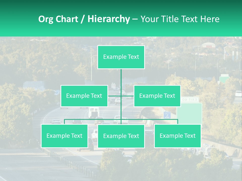 A Highway Filled With Lots Of Traffic Next To Trees PowerPoint Template