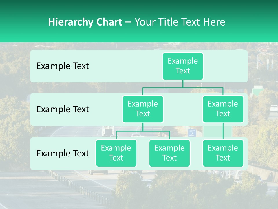 A Highway Filled With Lots Of Traffic Next To Trees PowerPoint Template