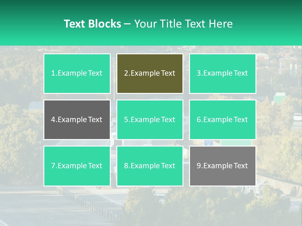 A Highway Filled With Lots Of Traffic Next To Trees PowerPoint Template