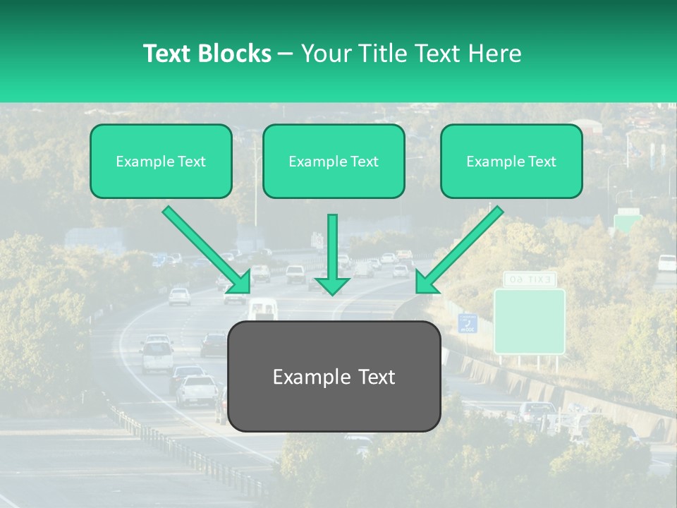 A Highway Filled With Lots Of Traffic Next To Trees PowerPoint Template