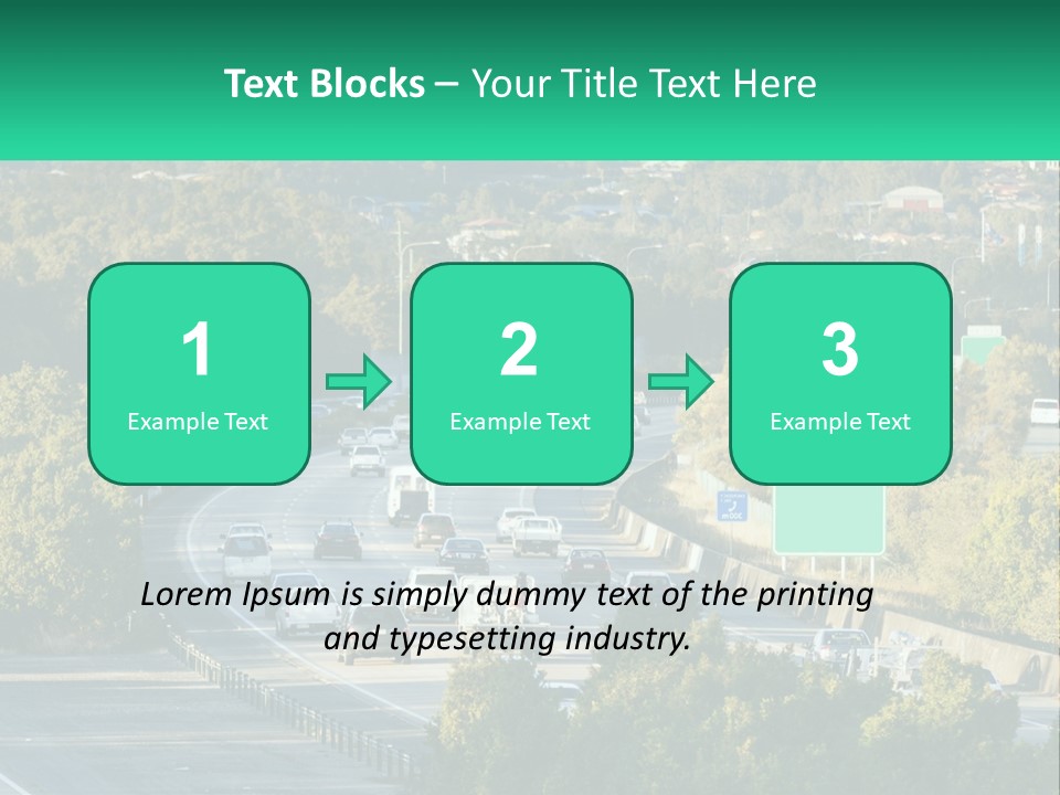 A Highway Filled With Lots Of Traffic Next To Trees PowerPoint Template