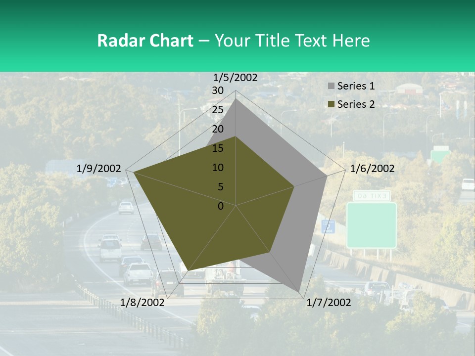 A Highway Filled With Lots Of Traffic Next To Trees PowerPoint Template