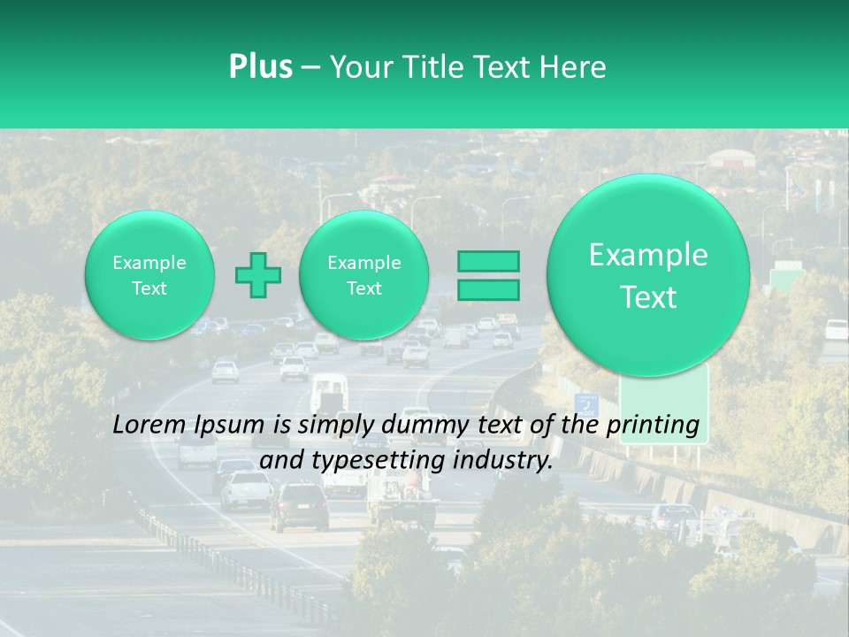 A Highway Filled With Lots Of Traffic Next To Trees PowerPoint Template