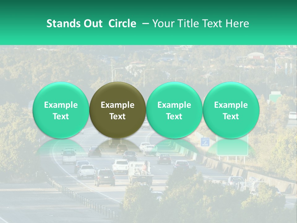 A Highway Filled With Lots Of Traffic Next To Trees PowerPoint Template