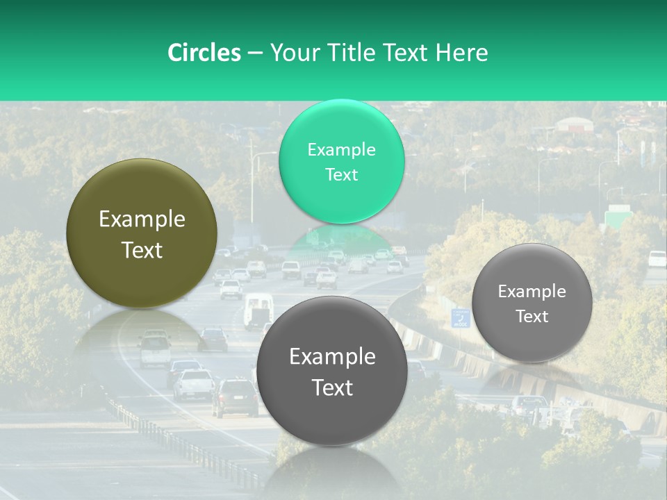 A Highway Filled With Lots Of Traffic Next To Trees PowerPoint Template