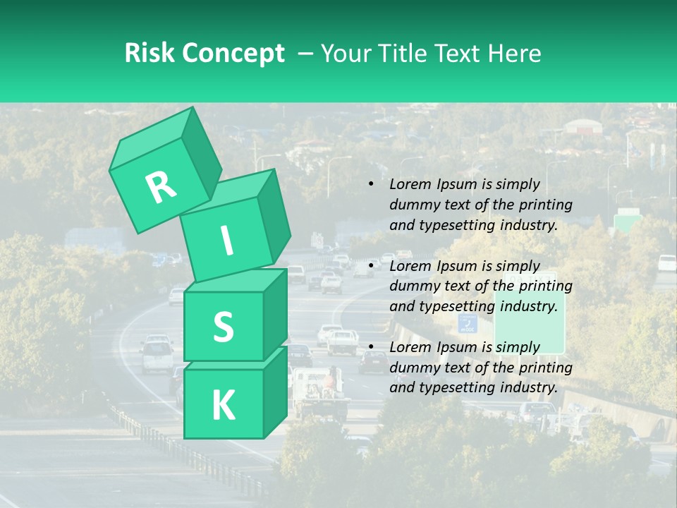 A Highway Filled With Lots Of Traffic Next To Trees PowerPoint Template