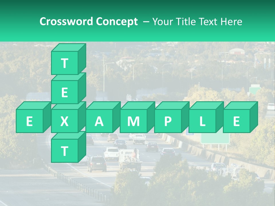 A Highway Filled With Lots Of Traffic Next To Trees PowerPoint Template