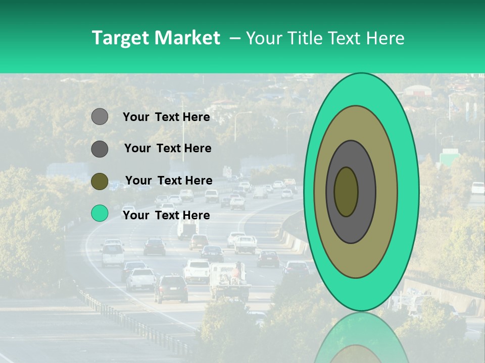 A Highway Filled With Lots Of Traffic Next To Trees PowerPoint Template