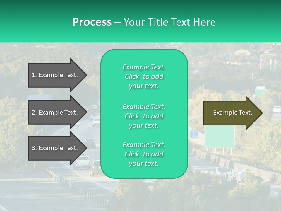A Highway Filled With Lots Of Traffic Next To Trees PowerPoint Template