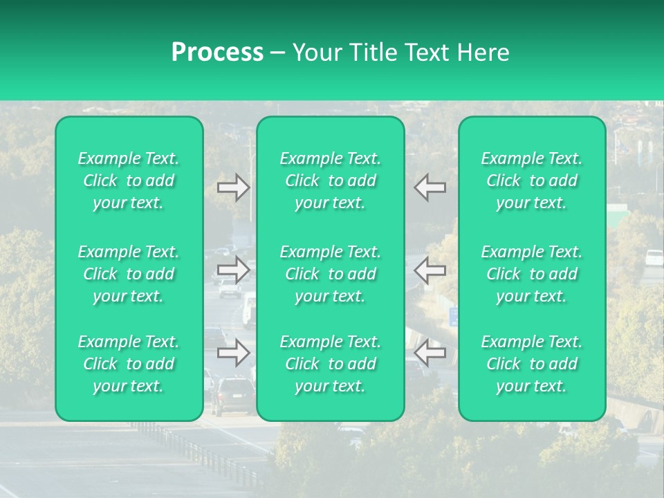 A Highway Filled With Lots Of Traffic Next To Trees PowerPoint Template