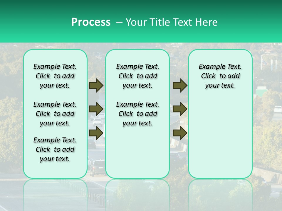 A Highway Filled With Lots Of Traffic Next To Trees PowerPoint Template