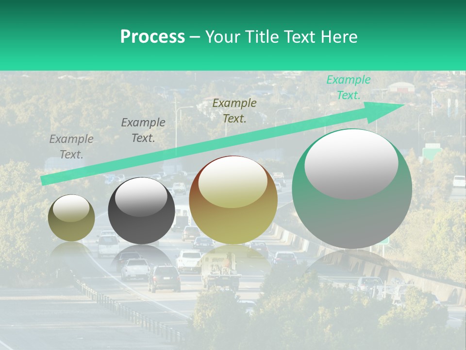 A Highway Filled With Lots Of Traffic Next To Trees PowerPoint Template