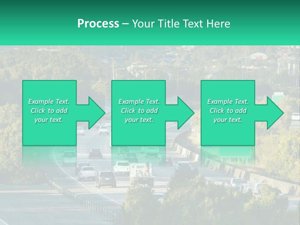 A Highway Filled With Lots Of Traffic Next To Trees PowerPoint Template