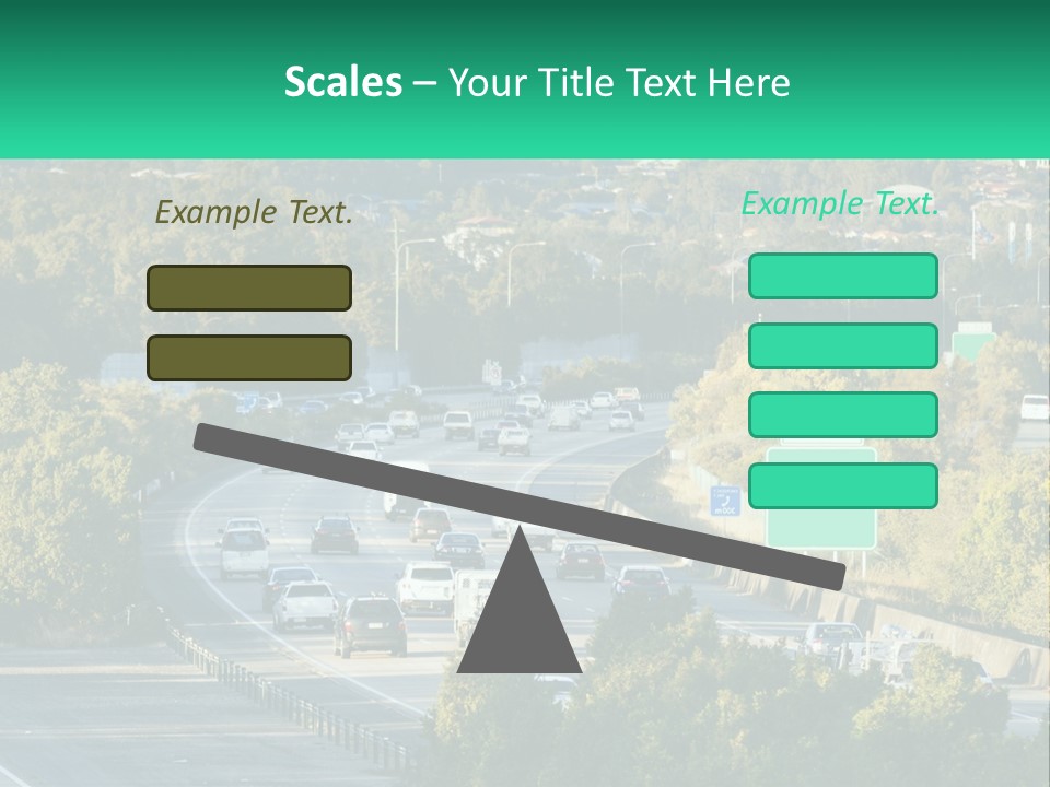 A Highway Filled With Lots Of Traffic Next To Trees PowerPoint Template