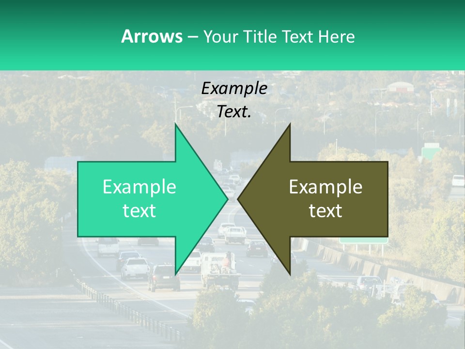 A Highway Filled With Lots Of Traffic Next To Trees PowerPoint Template