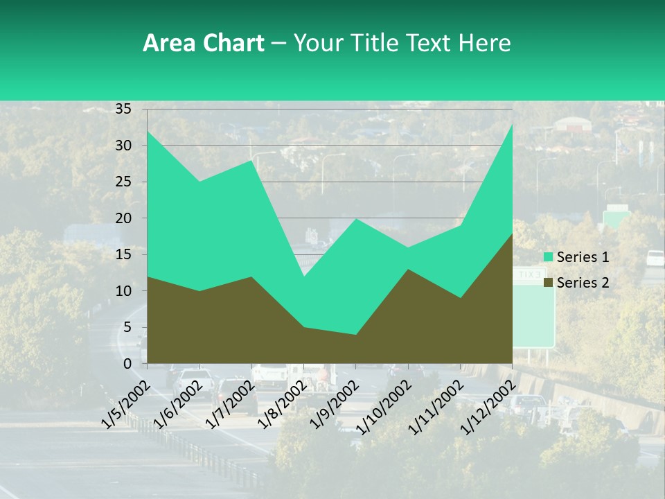 A Highway Filled With Lots Of Traffic Next To Trees PowerPoint Template