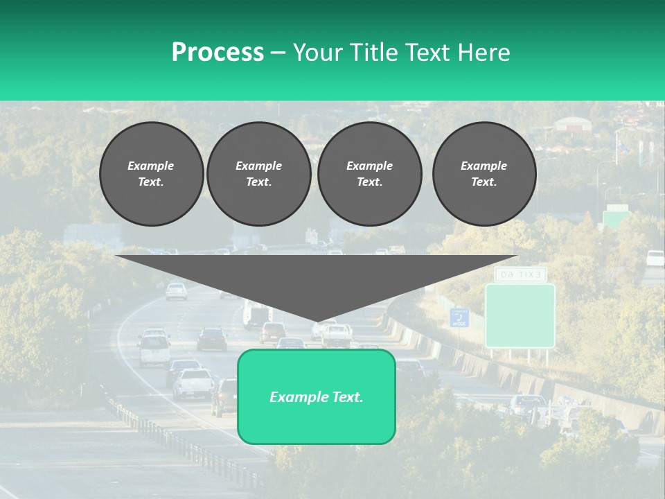 A Highway Filled With Lots Of Traffic Next To Trees PowerPoint Template