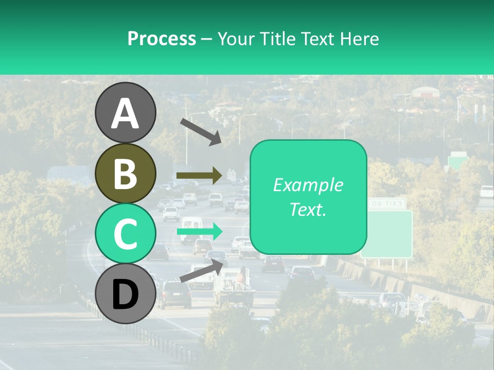 A Highway Filled With Lots Of Traffic Next To Trees PowerPoint Template