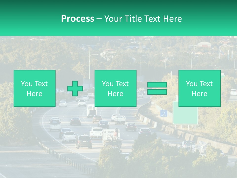 A Highway Filled With Lots Of Traffic Next To Trees PowerPoint Template