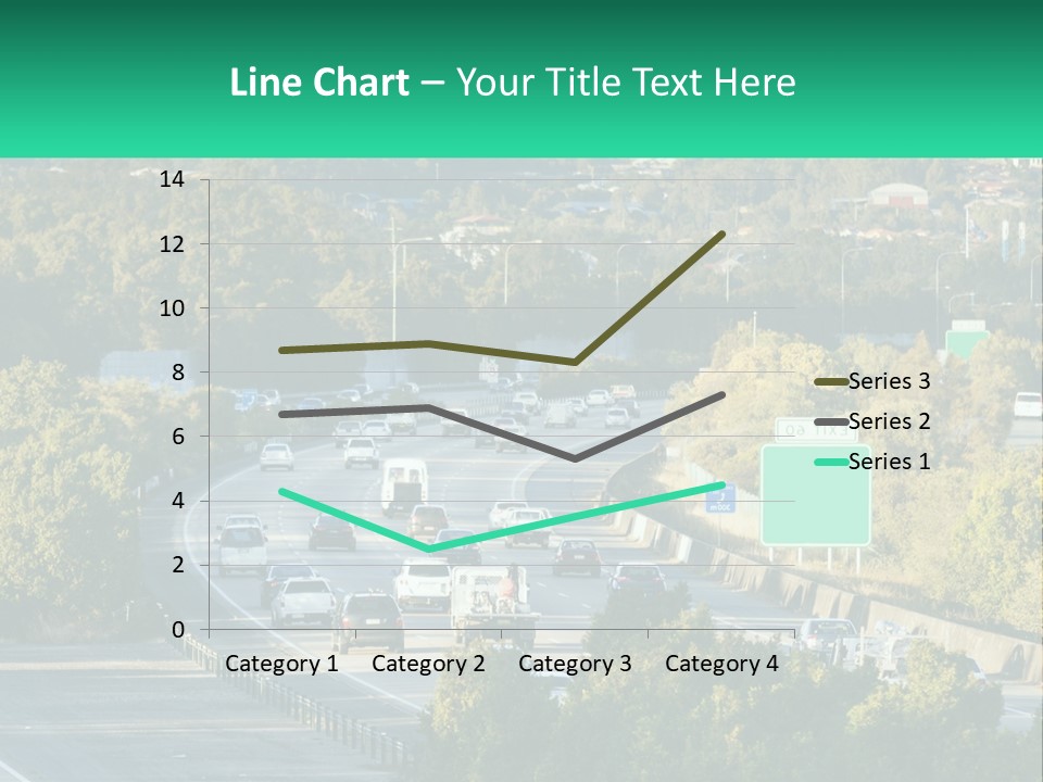 A Highway Filled With Lots Of Traffic Next To Trees PowerPoint Template