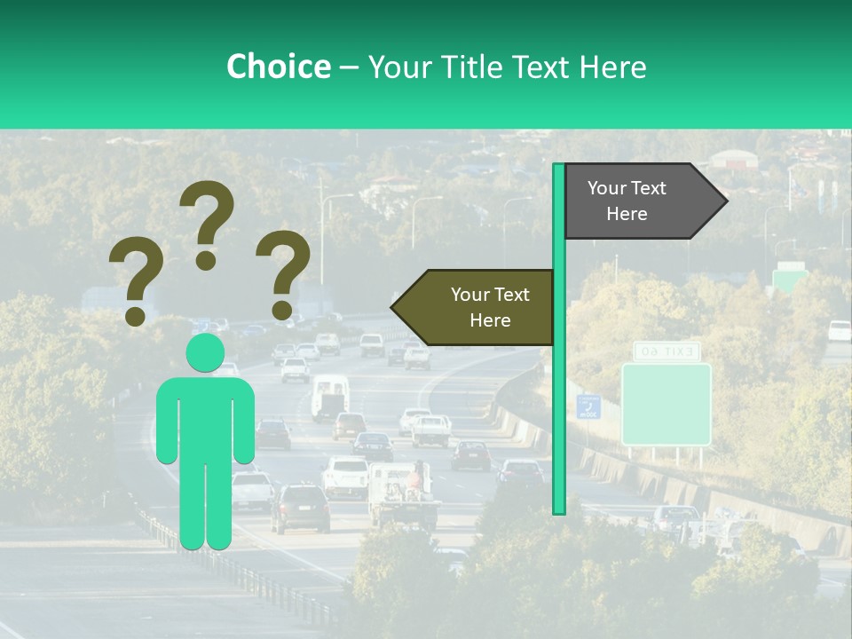 A Highway Filled With Lots Of Traffic Next To Trees PowerPoint Template