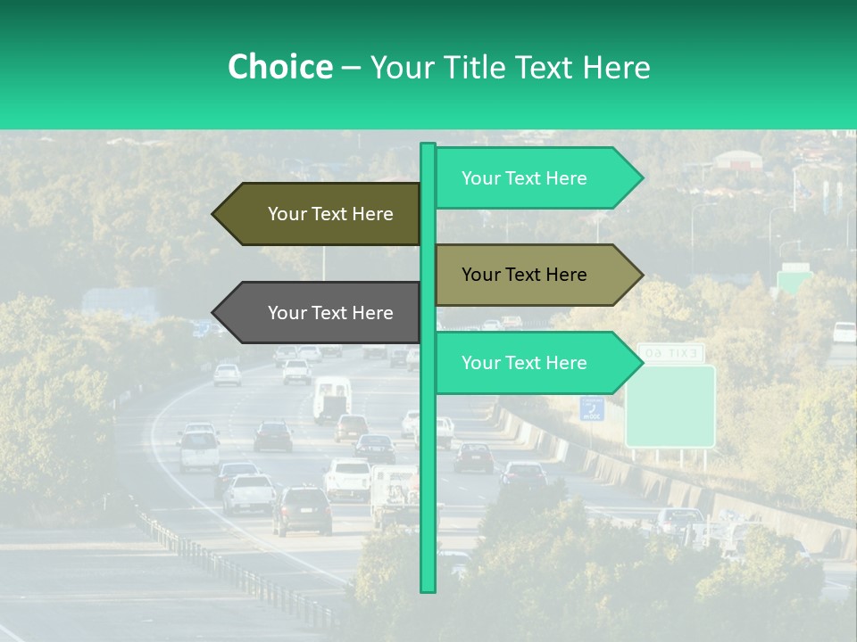 A Highway Filled With Lots Of Traffic Next To Trees PowerPoint Template