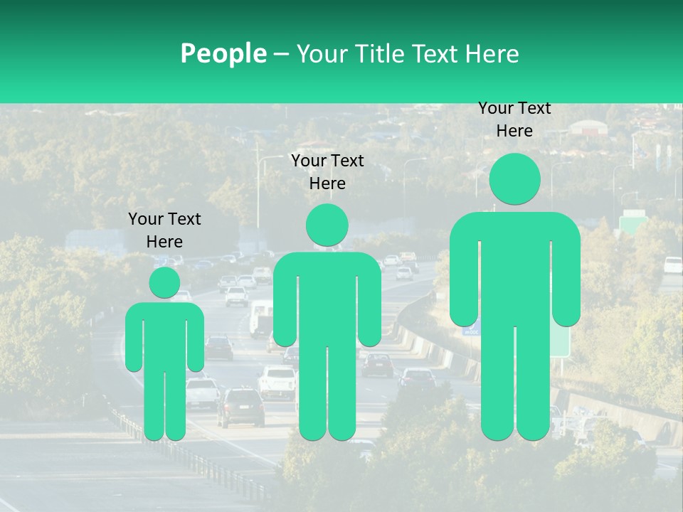 A Highway Filled With Lots Of Traffic Next To Trees PowerPoint Template