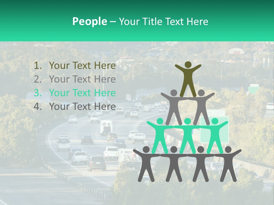 A Highway Filled With Lots Of Traffic Next To Trees PowerPoint Template