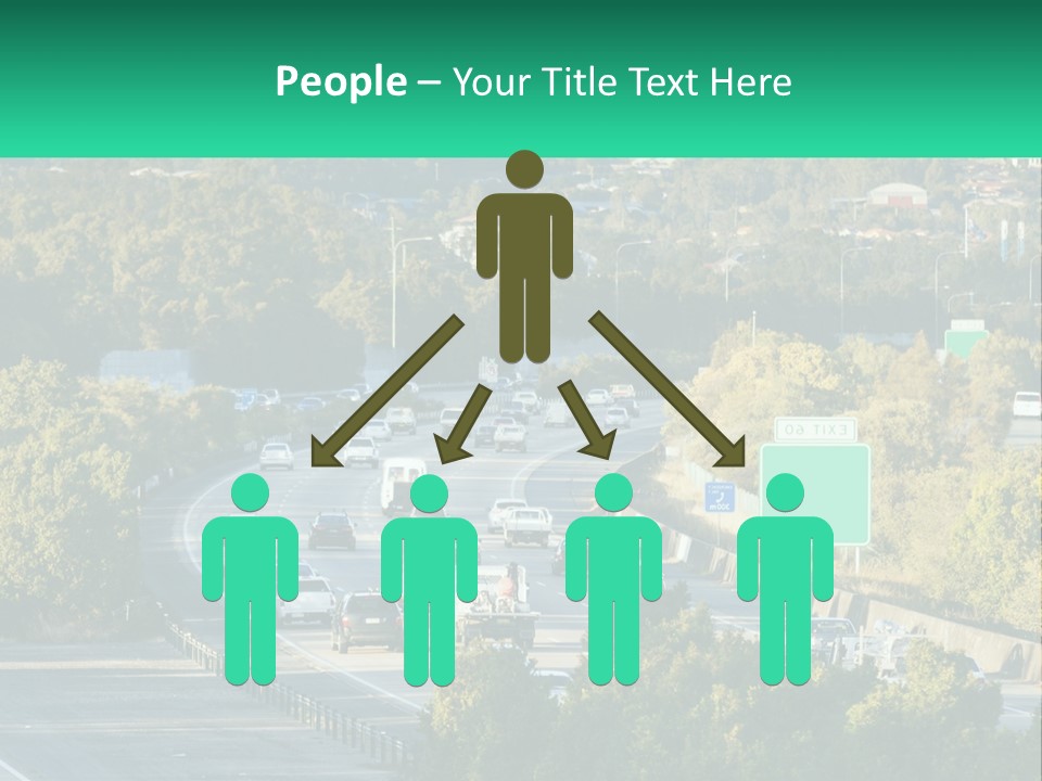 A Highway Filled With Lots Of Traffic Next To Trees PowerPoint Template