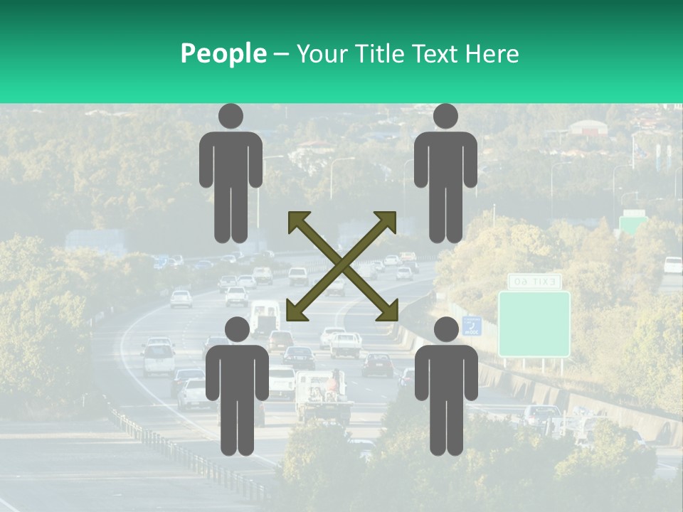 A Highway Filled With Lots Of Traffic Next To Trees PowerPoint Template