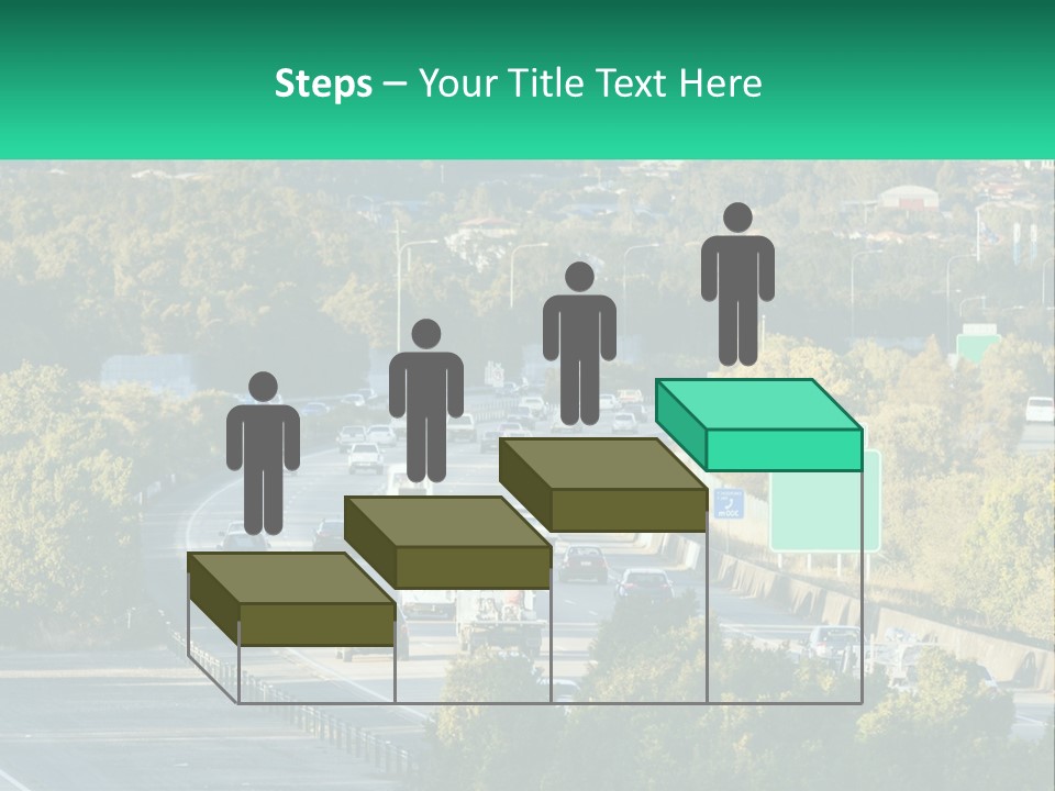 A Highway Filled With Lots Of Traffic Next To Trees PowerPoint Template